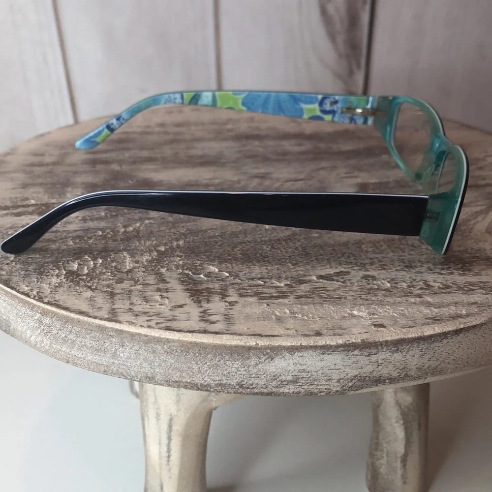 Vera Bradley Black Eyeglass frames Blue Lime accent colors plus eyeglasses case